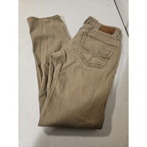 BKE Jake Straight Leg Jeans Mens 29L Brown Denim Stretch Waist Buckle BKE (1787